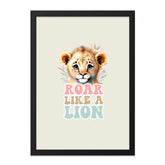 Lion Cub Wall Art, Roar Like A Lion Decor, Nursery Art Print, Animal Wall Decor, Kids Room Art, Playroom Decor, Cute Lion Print - Tawshia